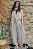 Lina Linen Blend Barrel Pant Washed Mocha